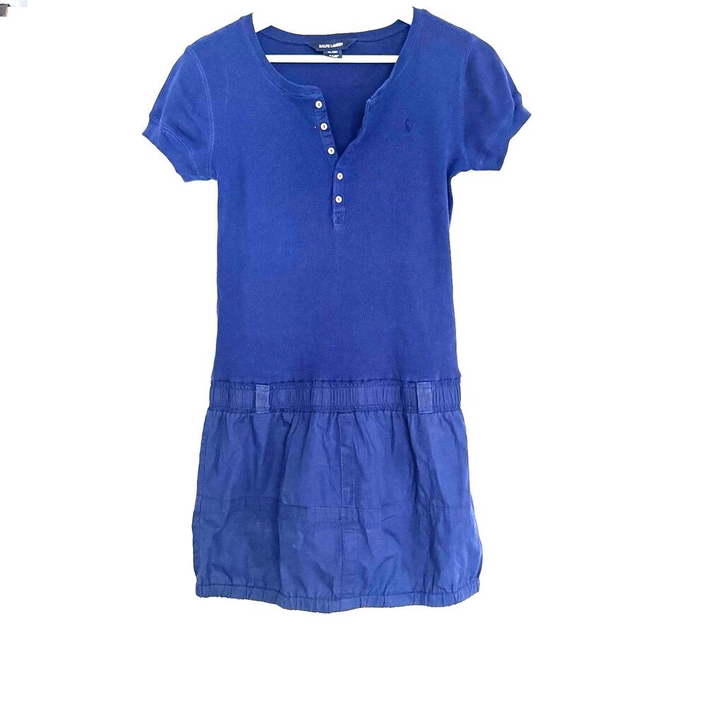 New Ralph Lauren Polo Blue Tennis Shortsleeve Cotton Dress Girls XL 16 Adult S